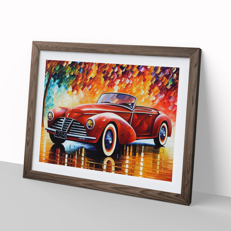 Painted Classic Car Vol.2 - Framed Print, 46cm H x 64cm W x 2cm D, Walnut