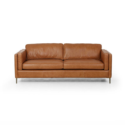 Emery Genuine Leather 84" Square Arm Sofa