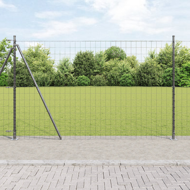 Galvanised Steel Border Fencing, Grey, 160 x 1000 x 0.2 cm
