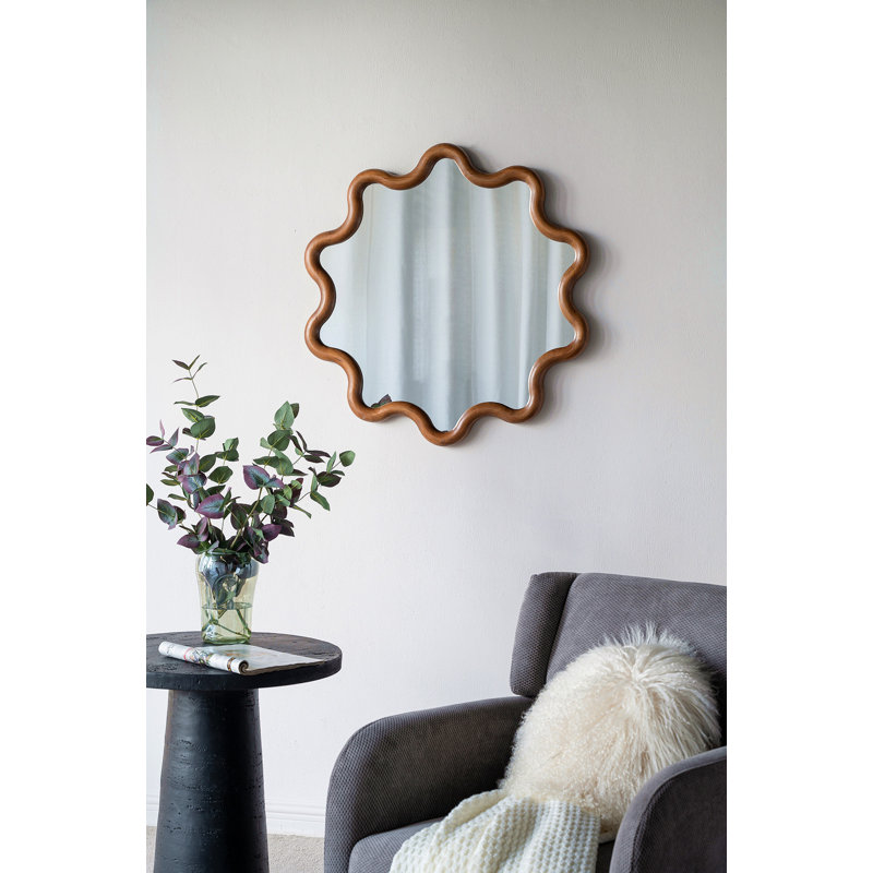 Miroir d'appoint 31 "x 30" en bois avec cadre unique, miroir mural pour le hall d'entrée de la chambre à coucher du salon