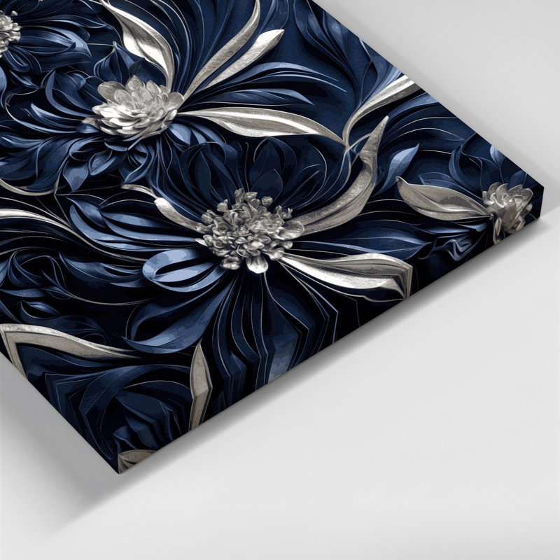 «Abstract Florals 72», art mural sur toile grise, H 12 po x l 12 po
