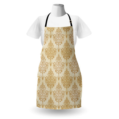 East Urban Home Vintage Apron Unisex, Baroque Curved Flowers, Adult Size, Cream Pale Brown -  B543959004114662BB94292B2FFE4C16