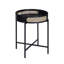 Table de bout ronde avec plateau ouvert et pieds en métal au fini noir