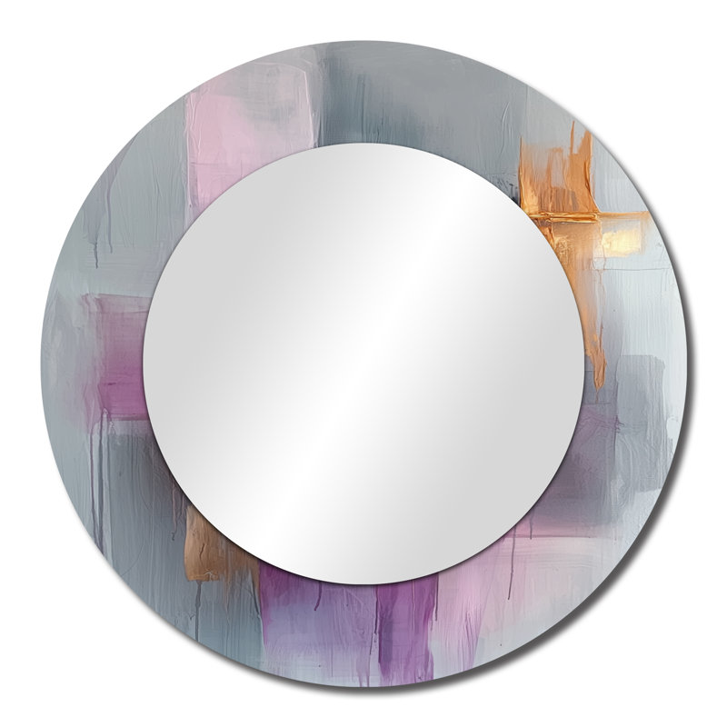 Purple Liquid Ink Prismatic Maze I - Liquid Ink Abstract Decorative Mirror Wall Art, 23" x 23"