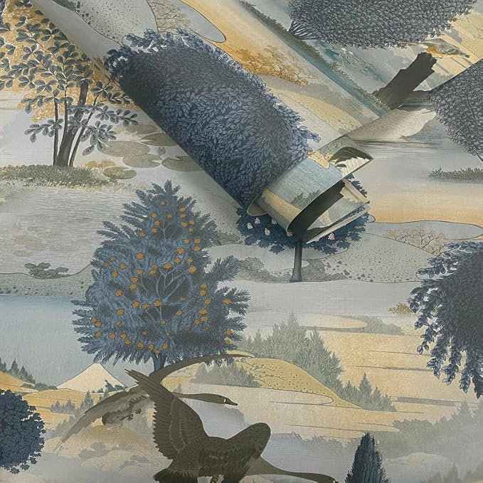 Otha 10m x 53cm Wallpaper Roll, Navy