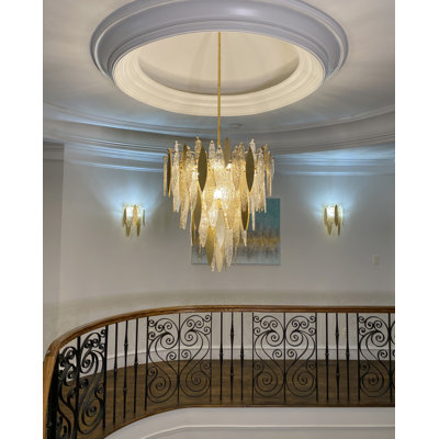 Applique murale à 3 lumières en forme de feuille d'or Aurick