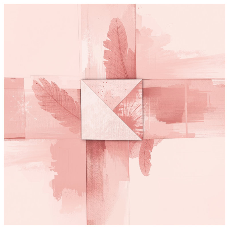 Édredon rose à plumes abstraites, Lit simple