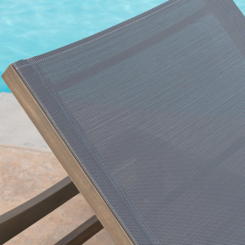 Chaise Lounge With Dark Grey Mesh - Stylish And Relaxing, Made Of Wood, 78.4 Inches Deep X 24.32 Wide 32.1 High Comfortable For Rest Relaxation, Sustainably Sourced 24.32In 32.1In 78.4In