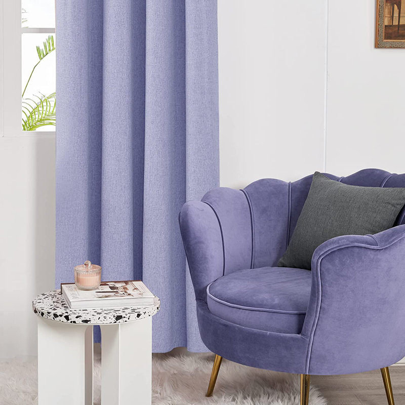 Alhamdi Blackout Curtain Pair, 117cm Width x 183cm Drop, Light Purple
