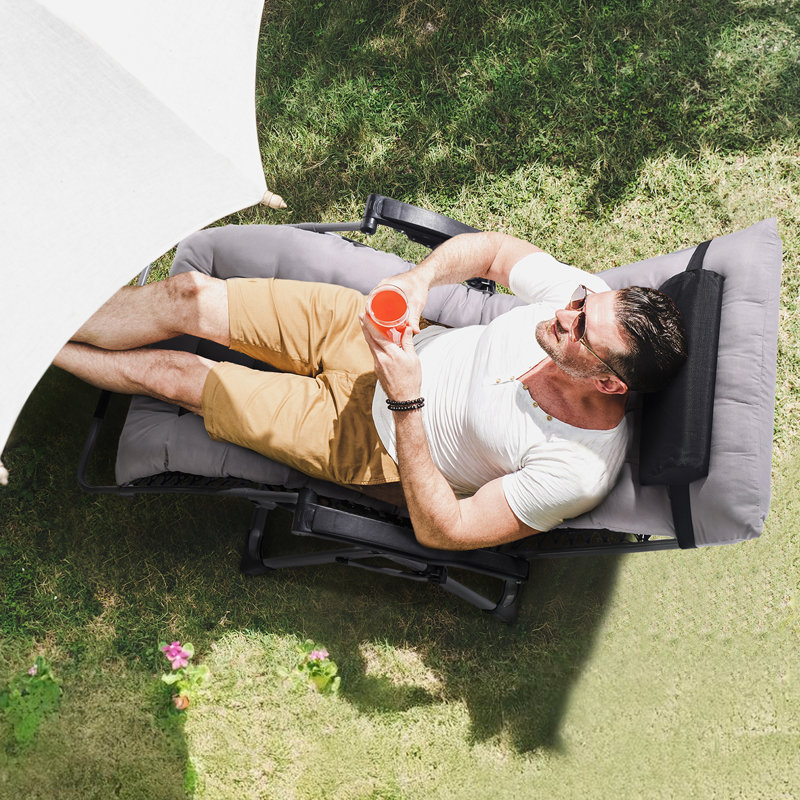Zero Gravity Chair Zero Gravity Recliner Lounge Chair Indoor & Outdoor, Gray, 37" H x 32" W x 6" D