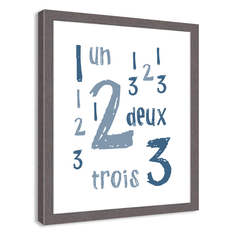 Impression sur papier français, H 24,5 po x l 20,5 po x P 0,6 po, Encadré plat à grain de bois gris