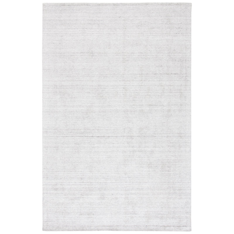 Tapis gris clair en laine / coton / laine tissé à la main Abbie-Lei, Rectangle 9 pi x 12 pi
