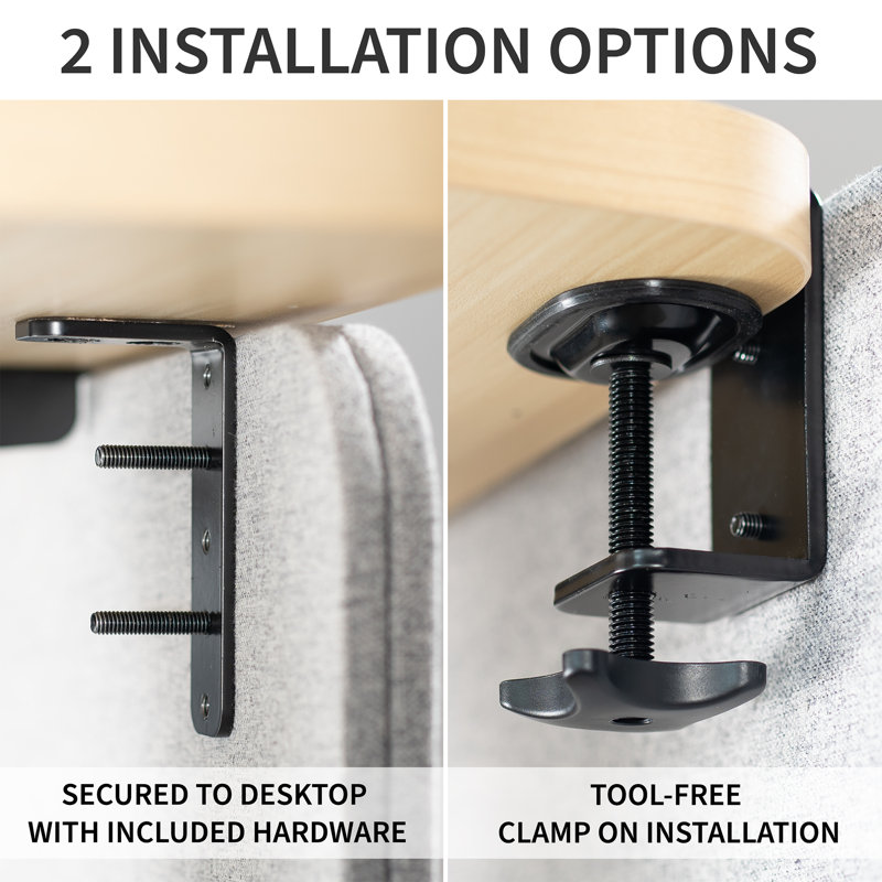 Gray Clamp-On Acoustic Desk Privacy Panels Set