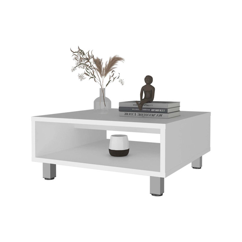 Table basse avec rangement ouvert, Blanc