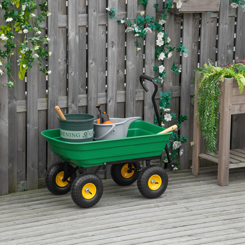 Chariot de jardin avec cadre en acier, vert