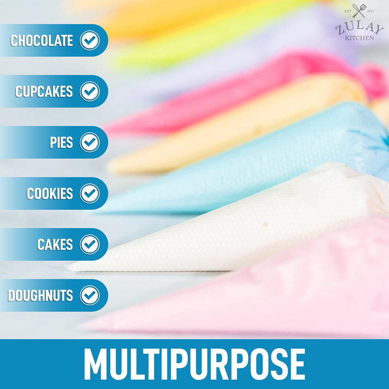 Zulay Kitchen 100 Pieces Disposable Piping Bags 12 Inches