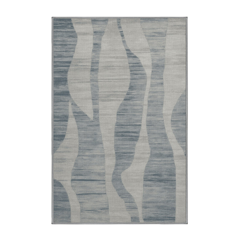 Tapis abstrait gris lavable à la machine, Rectangulaire 2 pi x 3 pi