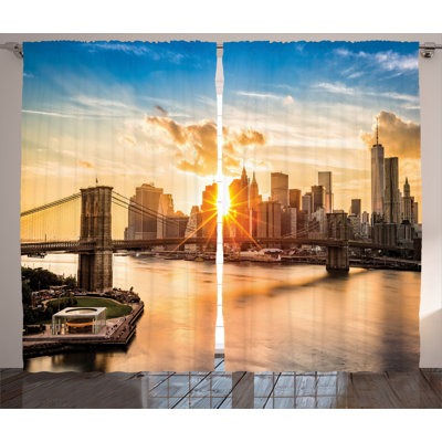 New York Semi-Sheer Rod Pocket Curtain Panels