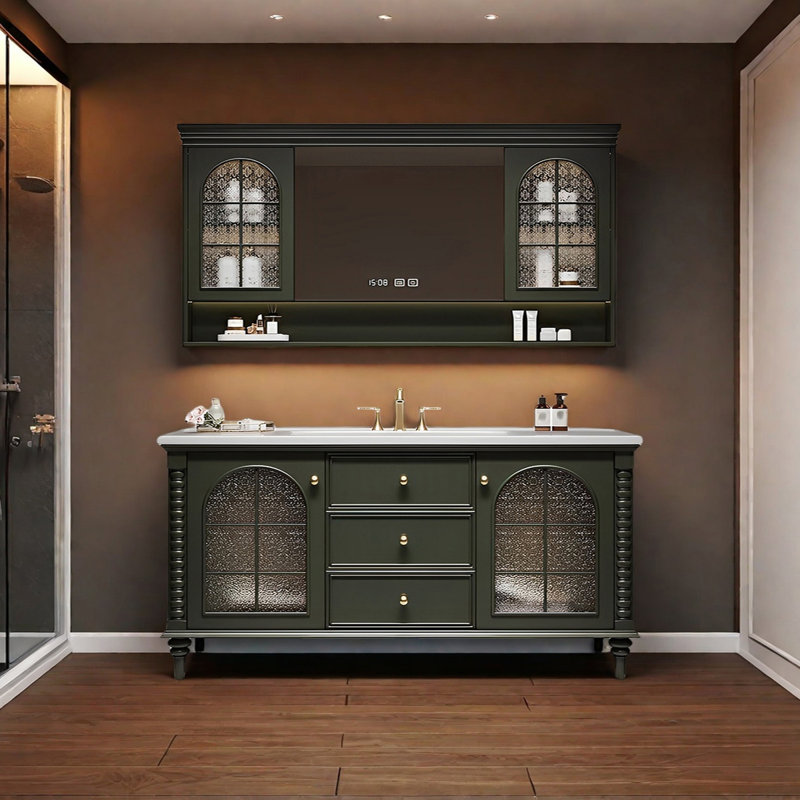American retro-style smart bathroom cabinet, 31.49" H x 55.11" W x 21.65" D