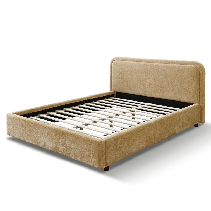 Chloe Upholstered Platform Bed - Sand - Queen Size, Queen, Sand