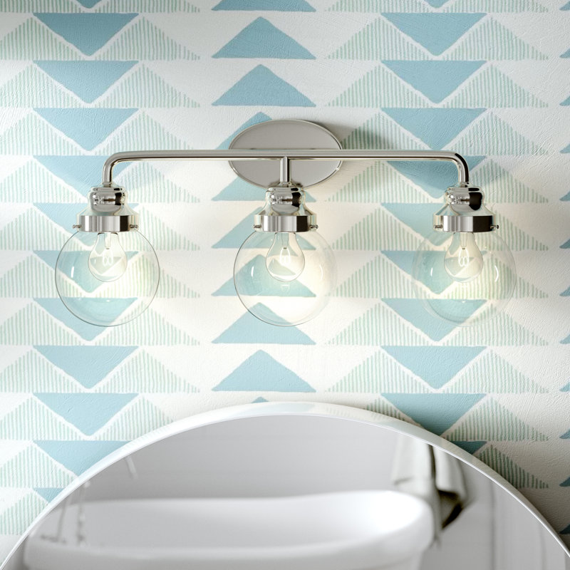 Éclairage pour meuble-lavabo 3 lumières Rabehi, Nickel poli, Transparent