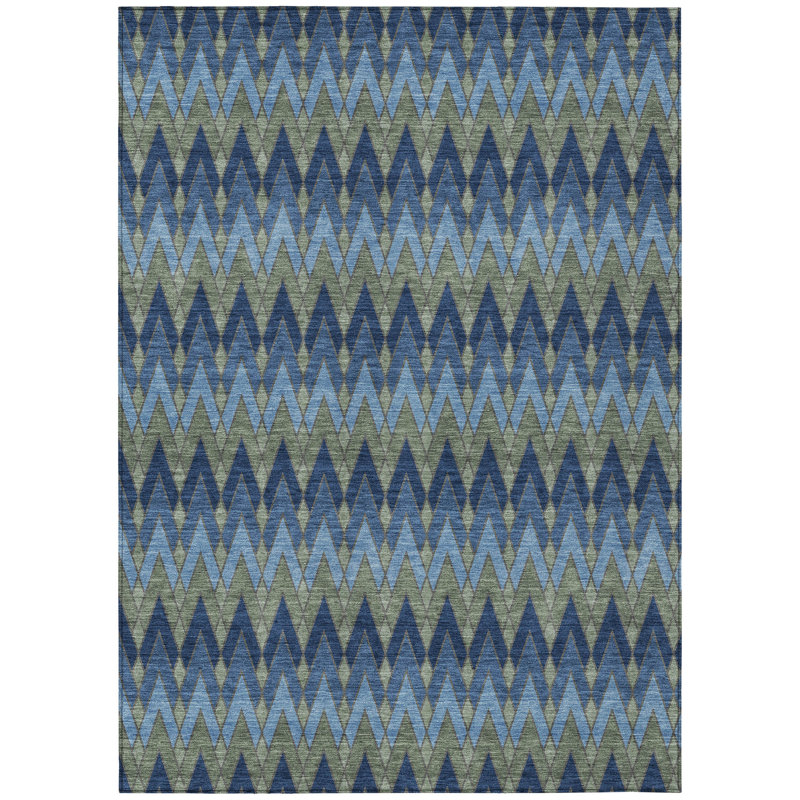 Machine Washable Indoor/Outdoor Chantille ACN2558 Geometric Rug, Navy, 2'6" x 3'10"