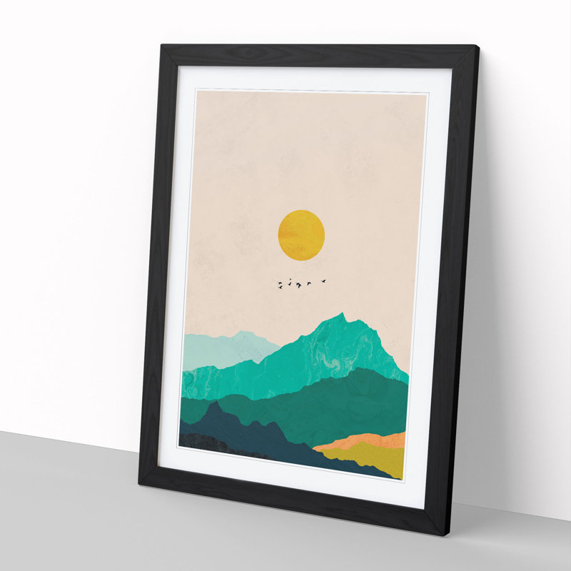 Nordic Minimalist Landscape No.2 - Picture Frame Graphic Art, 36cm H x 27cm W x 2cm D, Black Framed