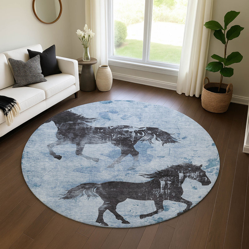Premium Machine Washable Varroville AMF1717 Animal Rug, Round 8'