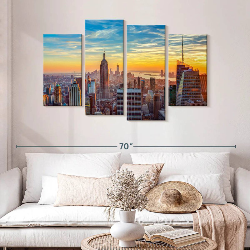 Nicci, New York, ciel coucher de soleil, H 32 po x l 52 po