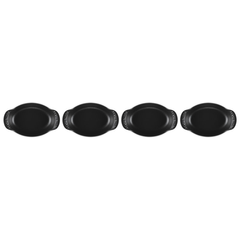 Le Creuset Enameled Cast Iron Set Of 4 Mini Oval Bakers, 1/3 Qt. Each, Matte Black