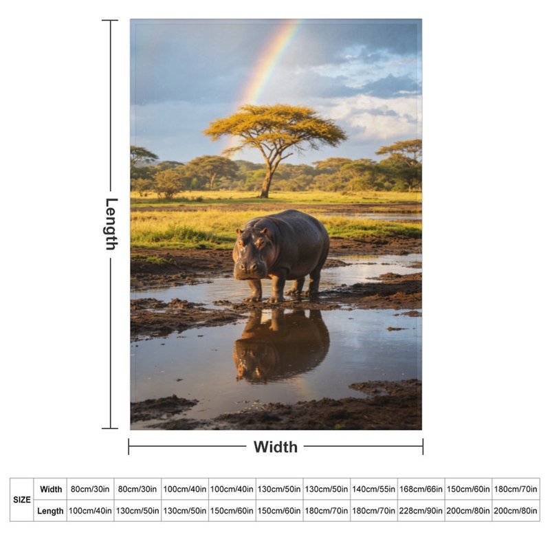 Jeté en flanelle Hippo Rainbow Tree, 60 x 80 po