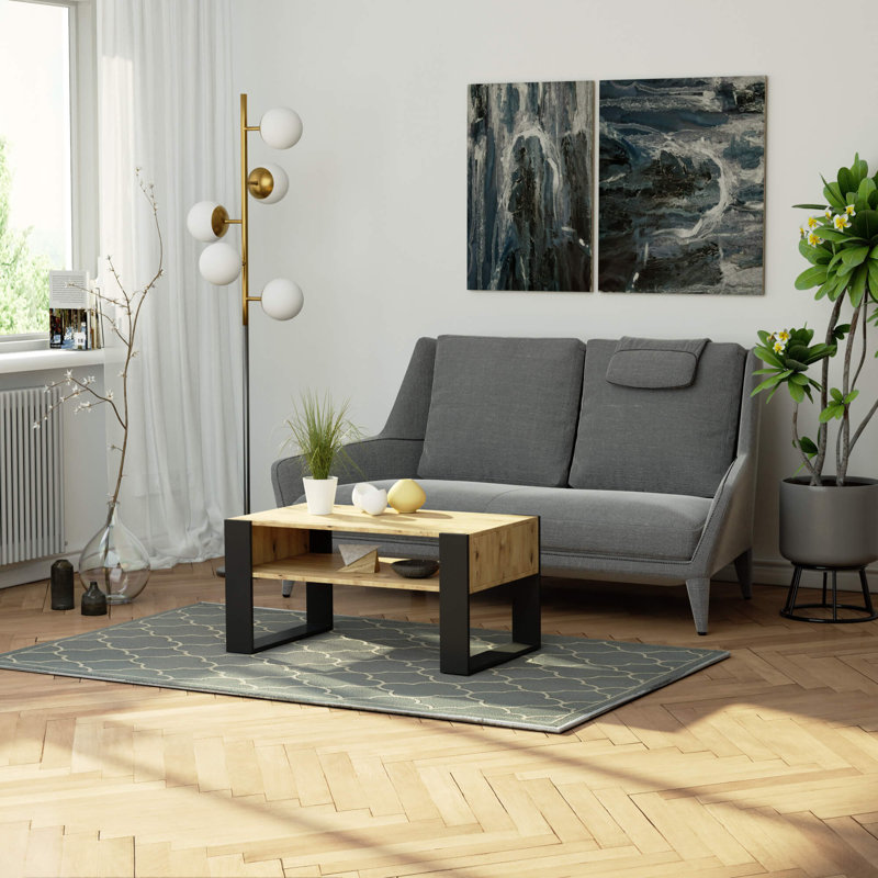 Routenberg Coffee Table with Storage, Black/Oak Artisan