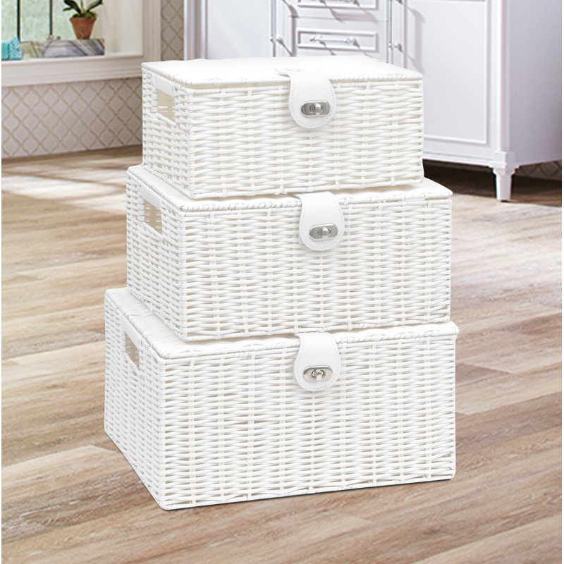 Symple Stuff Resin Decorative Basket, White