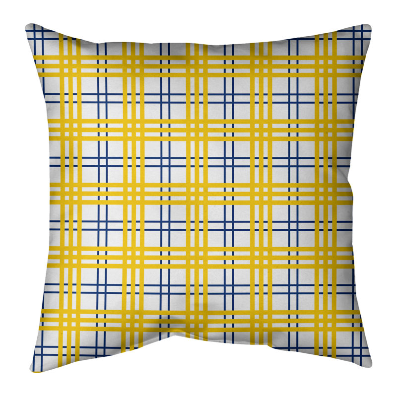 Coussin Los Angeles, 16 po x 1 po, Blanc / jaune / bleu foncé New York, Housse de coussin seulement - sans coussin