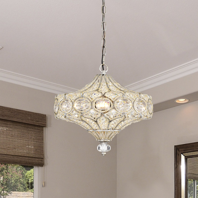 Luminaire suspendu 4 lumières Keyundra, Argent