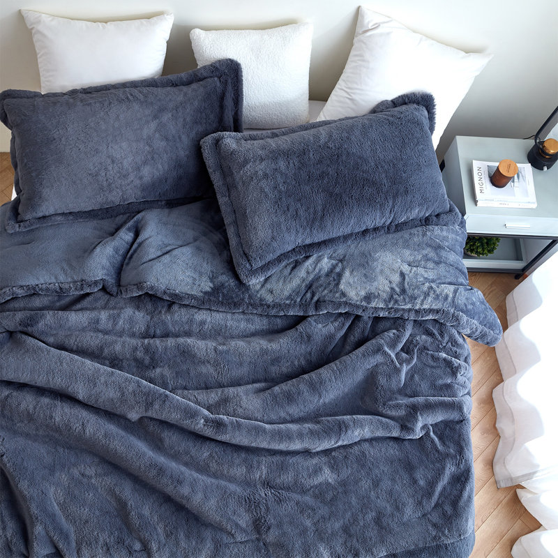 Chunky Bunny Coma Inducer Faux Fur Oversized Comforter Set, Blue, Queen Comforter + 2 Standard Shams