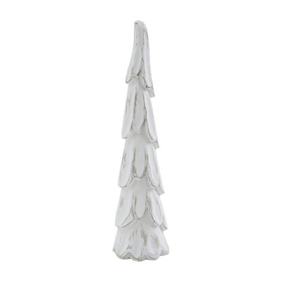 Distressed White Wooden Cone Tree Small