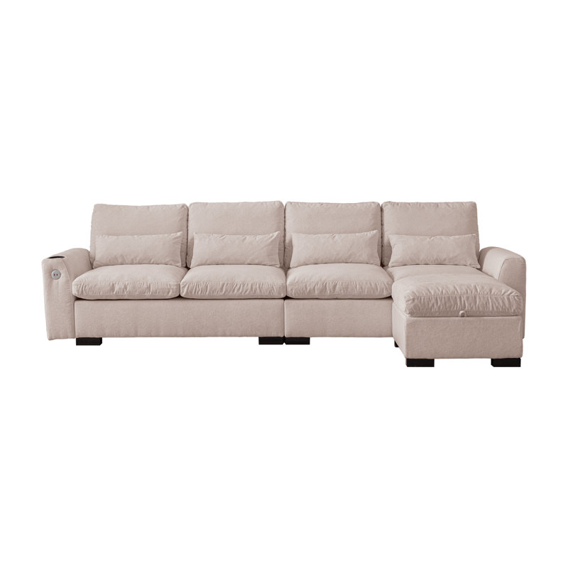 Repose-pieds de canapé modulaire en L 114,5 po, Chenille beige