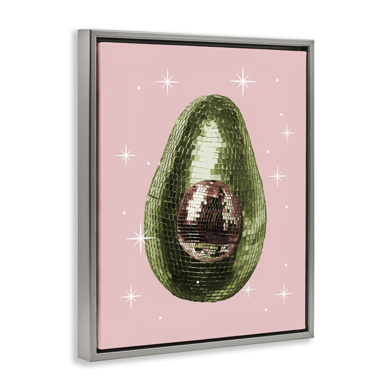 Cadre flottant Luminous Disco Avocado, design par Lil 'Rue, H 31 po x l 25 po, Cadre flottant gris lustré