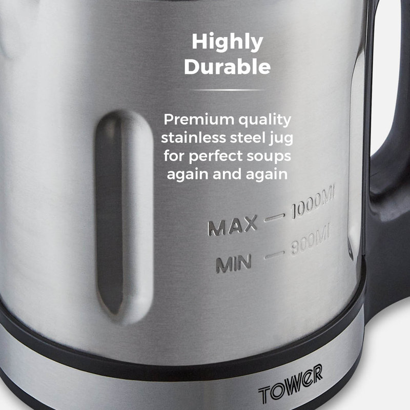 Tower Stainless Steel Soup & Smoothie Maker with LED Control Panel, 1L