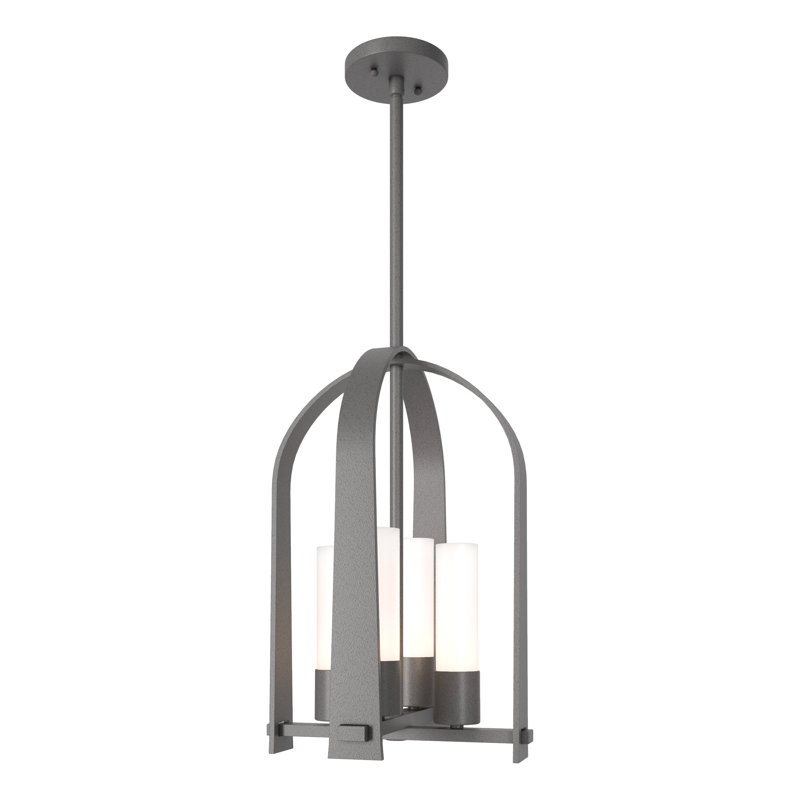 Lanterne suspendue d'extérieur 4 lumières Triomphe, Opale, Acier bruni côtier