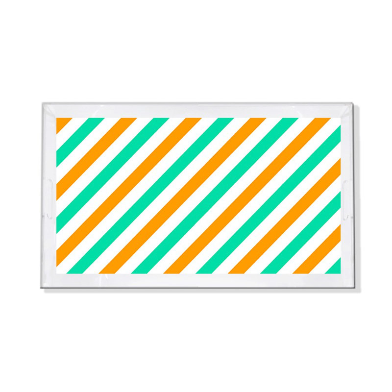 Plateau décoratif rectangulaire Candy, Orange / Vert