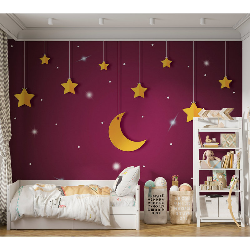 Papier peint pour enfants, ciel nocturne violet, L 100 po x l 137 po