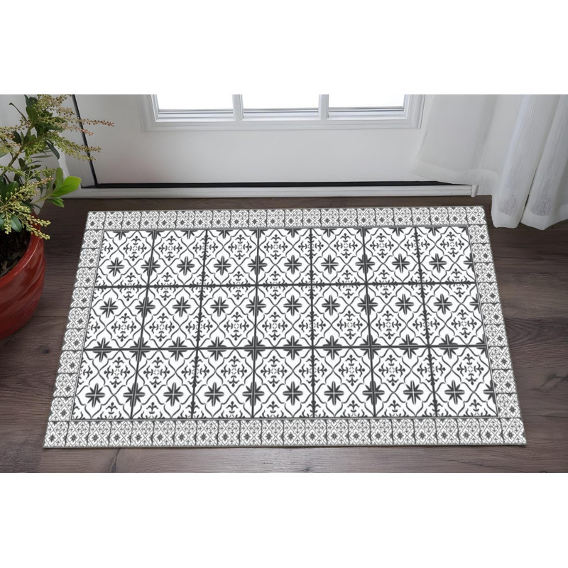 Tapis gris foncé en vinyle imprimé 2 pi x 4 pi avec protection UV