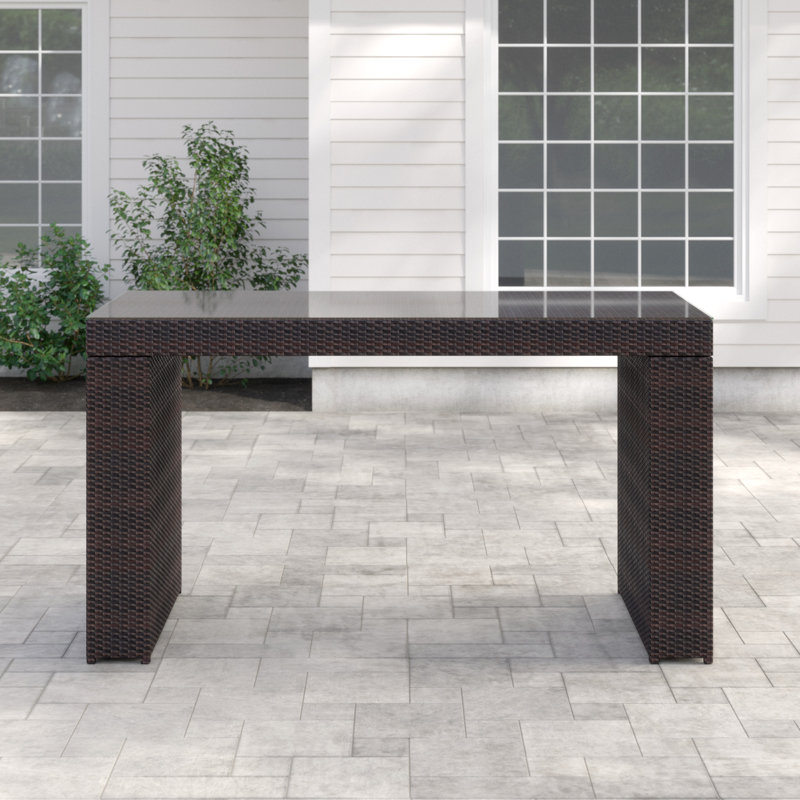 Larrissa Rectangular Glass Outdoor Bar Table
