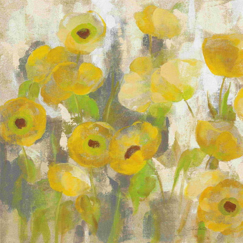 " Floating Yellow Flowers IV " Painting Print