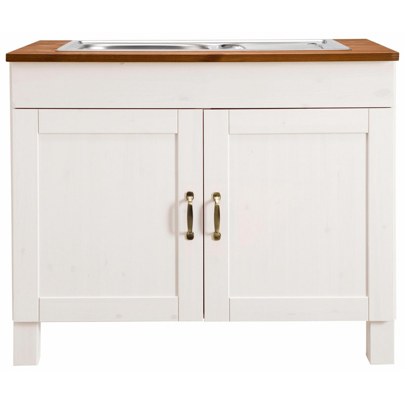 Martindale 100cm Single Bathroom Vanity Base Only, White/Honey