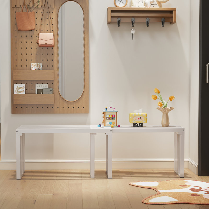 Banc de salle à manger extensible, H 17,7 po x l 63 po x P 13,78 po, Blanc