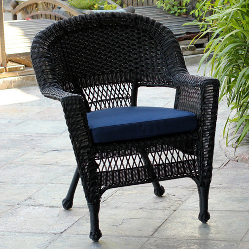 Arliss Steel Outdoor Lounge Chair, Black, Blue