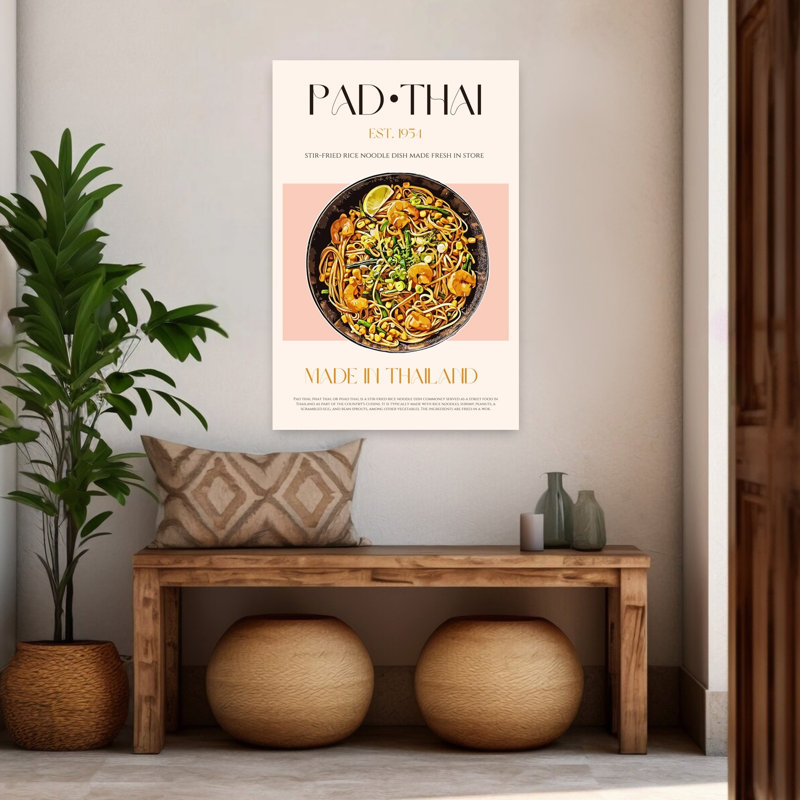 Art mural contemporain, "Shrimp Pad", H 48 po x l 32 po